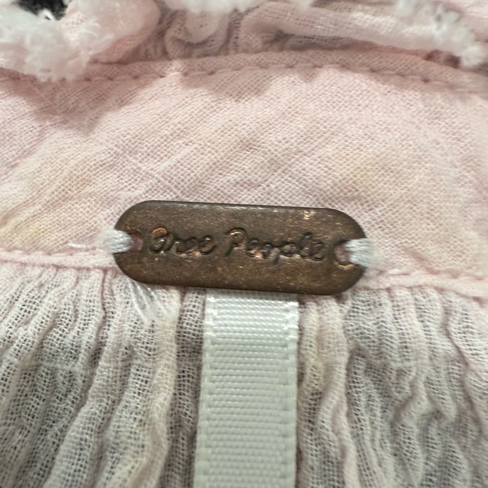 Free People Pink Ruffled Long Sleeve Blouse - Picture 3 of 6